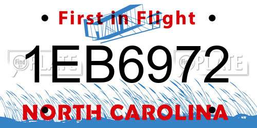 1EB6972 North Carolina License Plate