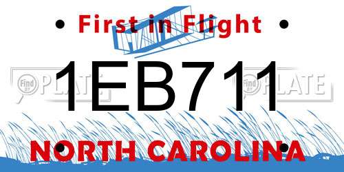 1EB711 North Carolina License Plate