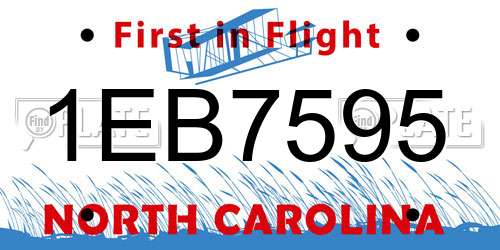 1EB7595 North Carolina License Plate