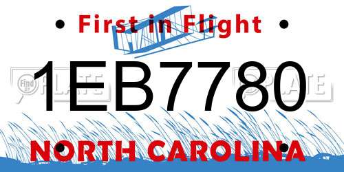 1EB7780 North Carolina License Plate