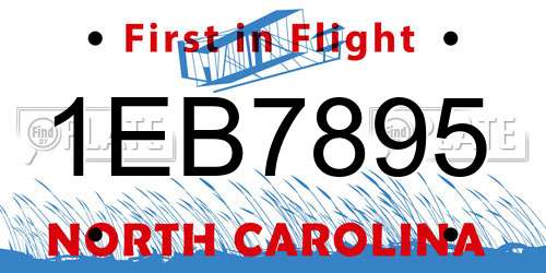 1EB7895 North Carolina License Plate