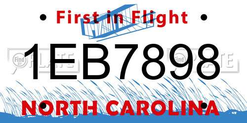 1EB7898 North Carolina License Plate