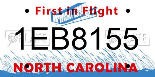 1EB8155 North Carolina License Plate
