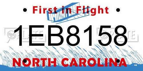 1EB8158 North Carolina License Plate