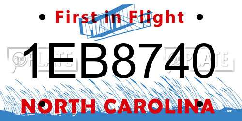 1EB8740 North Carolina License Plate
