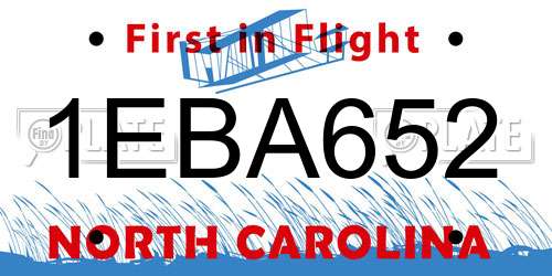 1EBA652 North Carolina License Plate