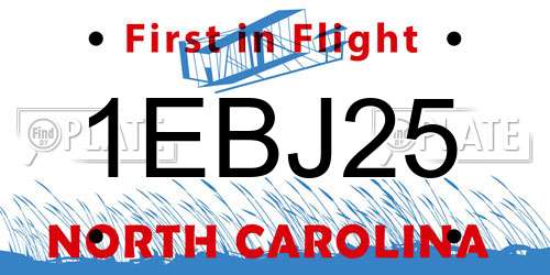1EBJ25 North Carolina License Plate