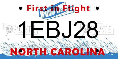 1EBJ28 North Carolina License Plate