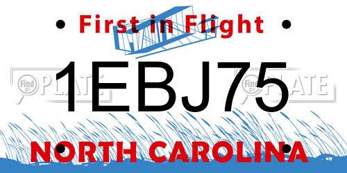 1EBJ75 North Carolina License Plate