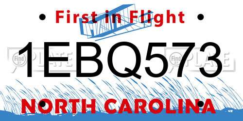 1EBQ573 North Carolina License Plate