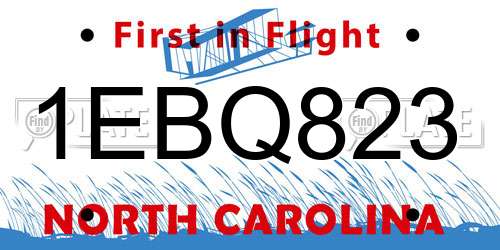 1EBQ823 North Carolina License Plate