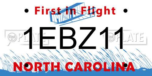1EBZ11 North Carolina License Plate