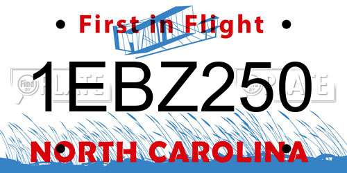 1EBZ250 North Carolina License Plate