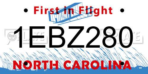 1EBZ280 North Carolina License Plate
