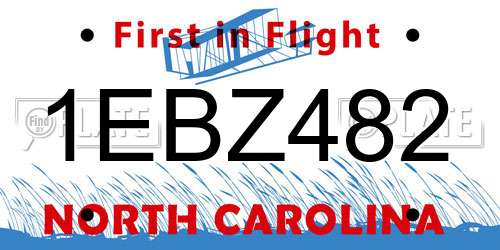 1EBZ482 North Carolina License Plate