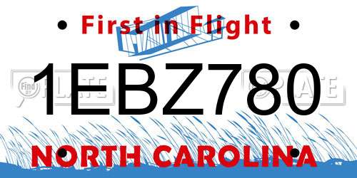 1EBZ780 North Carolina License Plate