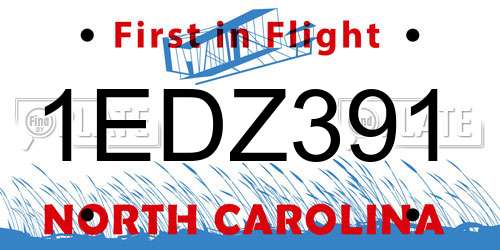 1EDZ391 North Carolina License Plate