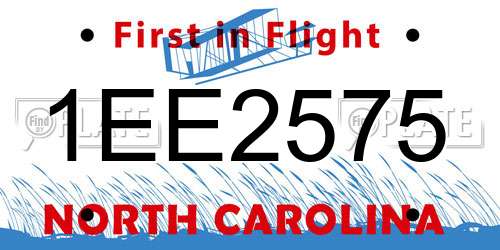 1EE2575 North Carolina License Plate