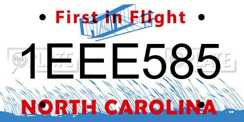 1EEE585 North Carolina License Plate