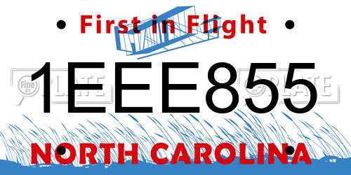 1EEE855 North Carolina License Plate