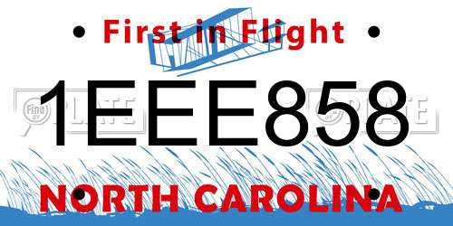 1EEE858 North Carolina License Plate