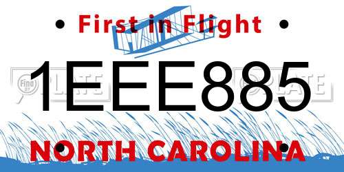 1EEE885 North Carolina License Plate