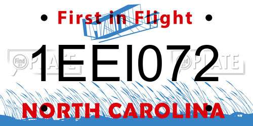 1EEI072 North Carolina License Plate