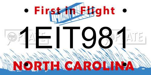 1EIT981 North Carolina License Plate