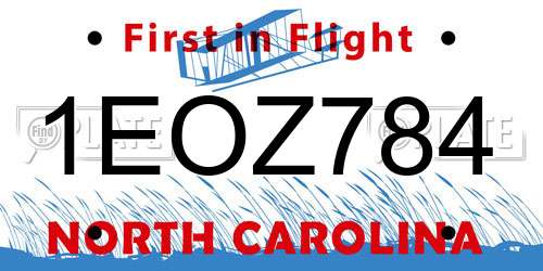 1EOZ784 North Carolina License Plate