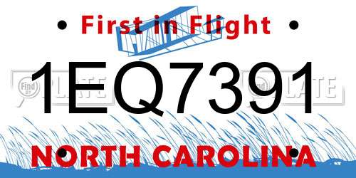 1EQ7391 North Carolina License Plate