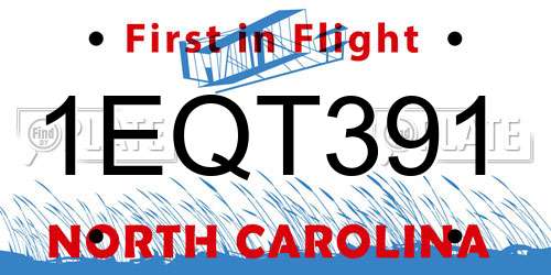 1EQT391 North Carolina License Plate