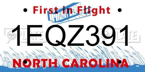 1EQZ391 North Carolina License Plate