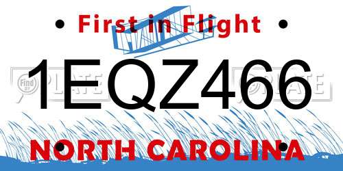 1EQZ466 North Carolina License Plate