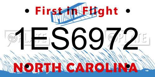 1ES6972 North Carolina License Plate
