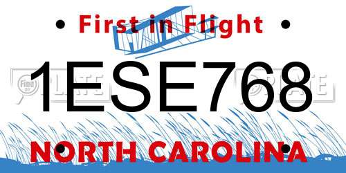 1ESE768 North Carolina License Plate