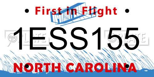1ESS155 North Carolina License Plate