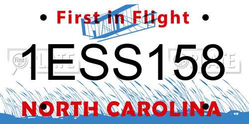 1ESS158 North Carolina License Plate