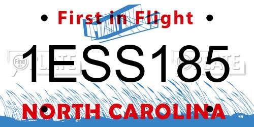 1ESS185 North Carolina License Plate