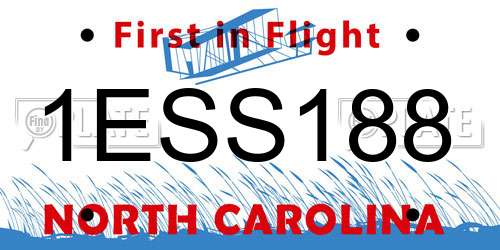 1ESS188 North Carolina License Plate