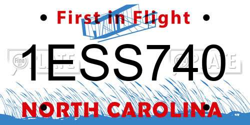 1ESS740 North Carolina License Plate
