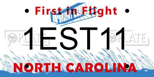 1EST11 North Carolina License Plate