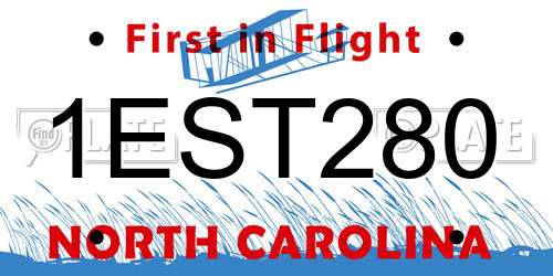 1EST280 North Carolina License Plate