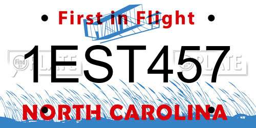 1EST457 North Carolina License Plate