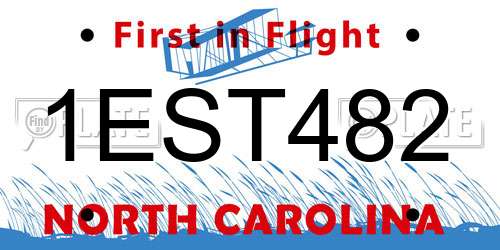 1EST482 North Carolina License Plate
