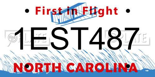 1EST487 North Carolina License Plate