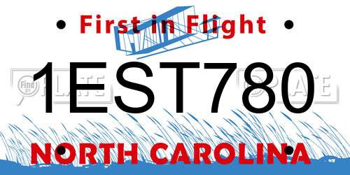 1EST780 North Carolina License Plate