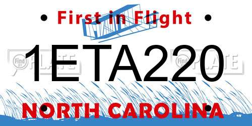 1ETA220 North Carolina License Plate