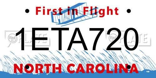1ETA720 North Carolina License Plate