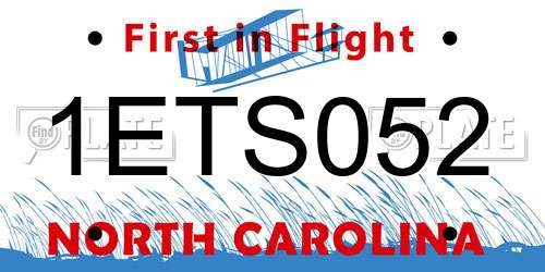 1ETS052 North Carolina License Plate