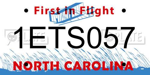 1ETS057 North Carolina License Plate